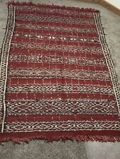 1980s Authentic Moroccan Wedding Blanket Red Multicolor Sequined 115” x 70” picture