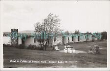 Tupper Lake NY - MOTEL & CABINS AT SUNSET PARK - RPPC Postcard Adirondacks picture