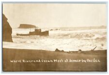 c1910's Ship On The Sonoma Coast View Jenner By The Sea CA RPPC Photo Postcard picture