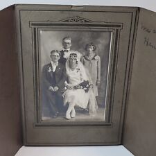 Vtg 1920s Scary Wedding Party Photo Bride Groom Attendents Horned Rim Glasses  picture