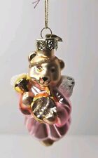 Christmas Angel Teddy Bear Ornament Hand Blown Glass Thomas Pacconi Classics picture