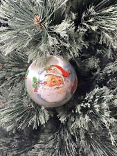Vintage Greenbriar Studios Santa Ornament Round White Tis The Season To Be Jolly picture