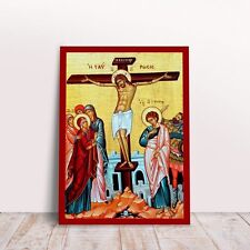 Crucifixion of Jesus Greek byzantine orthodox icon handmade picture