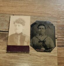 2 Antique Small Photos One Cabinet Card And One Tin Type pc picture