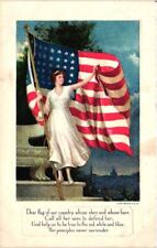 Vintage POST CARD*PATRIOTIC*FLAG*LADY LIBERTY*embossed*Stars & Stripes  *A23 picture