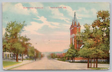 Hazleton PA Pennsylvania - Diamond Av. w/ Streetcar Tracks - Postcard 1910 picture
