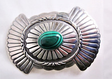 Fred Thompson Navajo Sterling Silver & Malachite Belt Buckle 53.9g picture