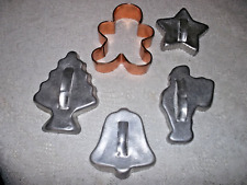 Vtg Aluminum Cookie Cutters Farmhouse  Iot of 5 Santa Bell Star Tree Gingerbread picture