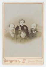 Antique c1880s Cabinet Card Two Men, Two Women, Mutton Chop Mustache Harper, KS picture