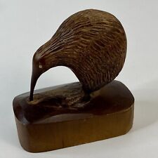 Vintage HAND CARVED Kiwi Bird Sculpture from One Piece of Wood NEW ZEALAND picture