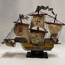 Vintage Spanish Wooden Ship Model Figure Nina Boat Nautical picture