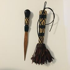 Vtg African Sudanese Manding Arm Dagger Knife Scabbard Woven Leather sheath Grip picture