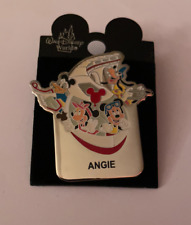 NEW Disney Pin on Card. Angie Name Pin. Mickey and Gang on The Monorail. picture