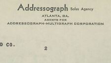 1952 Addressograph Sales Agency Atlanta GA Embossed Plates Invoice 385 picture
