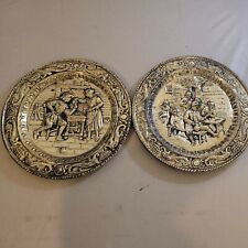 Vintage Peerage Metal Decorative Embossed Plates Set Of 2 England picture