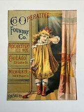 Victorian Girl Adv Trade Card - Co-Operative Foundry Co - Rochester, NY 1880 picture