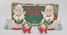 PAIR VINTAGE 1955 COMMODORE Japan ANGEL CANDLE HOLDERS SPAGHETTI TRIM With Box picture