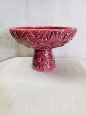 VTG 60's-70's Maroon INARCO Raised Ceramic Candy/candle Holder Marked #E2460 picture