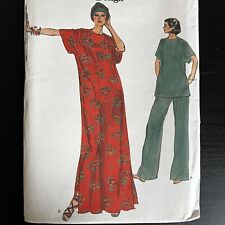 Vintage 70s Vogue 9713 Maternity Caftan Dress Tunic Pants Sewing Pattern 6 UNCUT picture