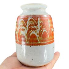Studio Pottery Stoneware Speckled Glaze Vase Vessel Artist Signed Vase Gray Red picture