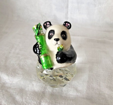 Panda enameled metal on crystal base figurine picture
