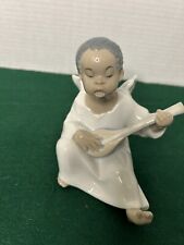 LLADRO #4537 BLACK LEGACY COLLECTION ANGEL PLAYING LUTE 4.5