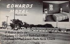 RPPC Muscatine IA Iowa Edwards Motel Street Interior View Photo Postcard D13 picture