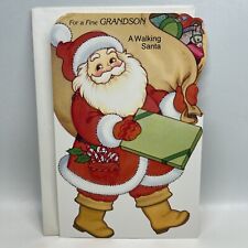 Vtg Grandson Walking Santa Christmas Greeting Card Envelope New picture