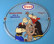 Vintage Esso Gasoline Sign - Popeye Marine Gas Service Display Ad Porcelain Sign picture