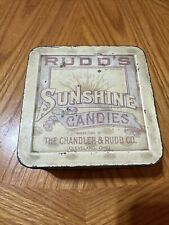Vintage Rudd’s Sunshine Candies Empty Tin The Chandler & Rudd Co. Cleveland Oh picture