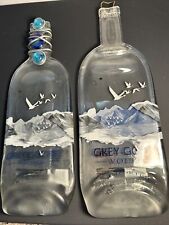 Great Pair Of 2 Glass Melted GREY GOOSE VODKA BOTTLE Bar Decor Wall Hanging picture