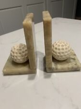 Vintage Italian Genuine Alabaster Golf Ball Bookends | picture