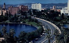 MacArthur Park Los Angeles California aerial view ~ 1950s-60s vintage postcard picture