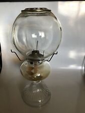 Vtg Queen Ann style Glass Kerosene Oil Lamp Balloon Shade & Rib Press Glass base picture