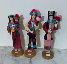 THREE (3) BEAUTIFUL NORTHERN THAILAND LONG NECK TRIBE HANDMADE FEMALE DOLLS picture