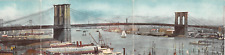 BROOKLYN AND MANHATTAN BRIDGES NEW YORK TRI FOLD PANORAMIC POSTCARD picture