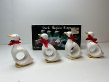 Vintage 1983 Ron Gordon Set of 4 Ceramic Duck Napkin Rings in Original Box picture