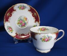 SHELLEY DUCHESS IN BURGANDY PATTERN LARGE COFFEE CUP & SAUCER picture