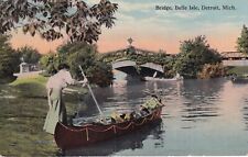 Bridge Belle Isle Detroit Michigan MI Woman Postcard D28 picture