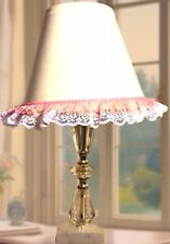 Vintage/Antique Table Lamp Lucite Bedroom Boudoir Shade Pink Lace Ruffle Trim picture