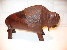 Vintage Buffalo, Iron Wood, Large Hand Carved Art Sculpture; Pristine picture