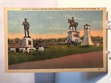 Postcard Statues Of Generals Buford Reynolds, Hall's Maine Battery Gettysburg PA picture