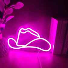 1p American Popular Style Cowboy Hat Creative LED Neon Light PINK picture