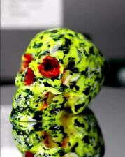 Desk Art Skull Head Statue Glossy Green Figurine painted by hand (Unique VG3D) picture