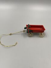 Vintage Red Wagon Christmas Tree Ornament 3” picture