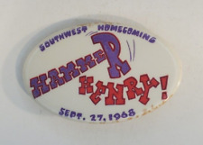 Vintage 1968 Southwest Homecoming MN Hammer Henry Oval Pinback Button Football picture