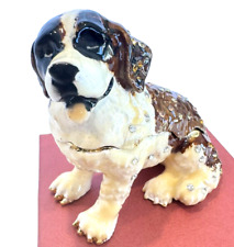 Bejeweled Enamel Saint Bernard Jewelry Trinket Box Dog Lovers Figure NEW w BOX picture