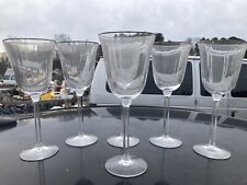 Set 6 Lenox Landmark Variant Platinum Rim Wine Glasses Optic Bowl 9.25” HUGE picture