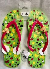 Disney Parks Fruits Flip Flops Ladies' Size 8 Neon Green Mickey Mouse Sandals picture