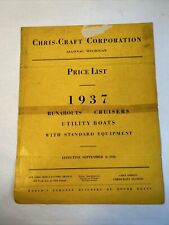 1937 Chris Craft Original Price List - Only One In The World - SUPER RARE picture